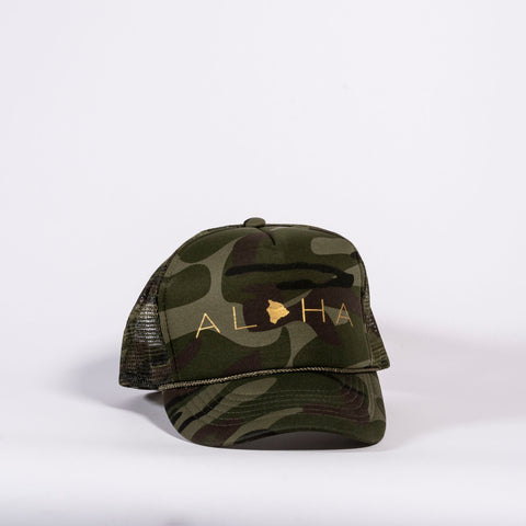 Aloha Big Island Camo Trucker Hat